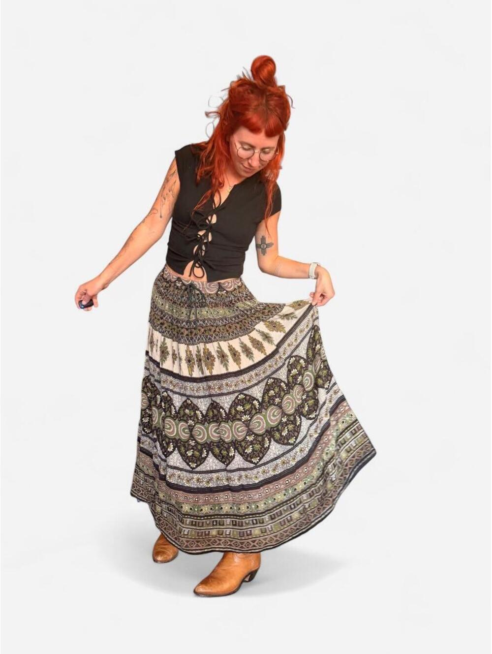 American Vintage Women's Multi and Green Skirt
